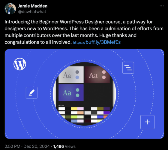 WordPress Training Team Launches New Course for Designers: Beginner WordPress Designer